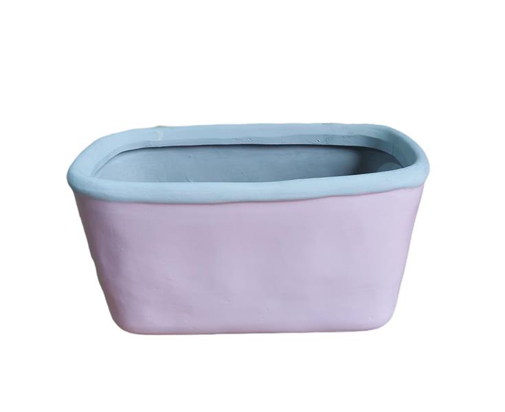 VASCHETTA RETT.IRREG.ROSA/BOR/GRIGIO 30X17XH15,5CM (55406P)