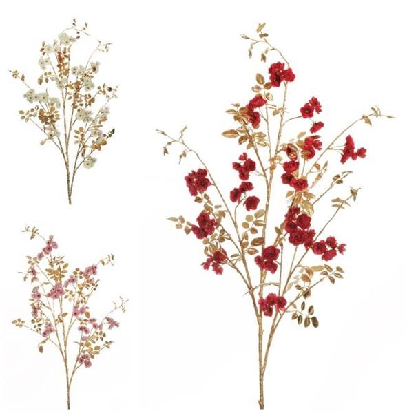 DOGWOOD ROSE LONG SPRAY W/METALLIC