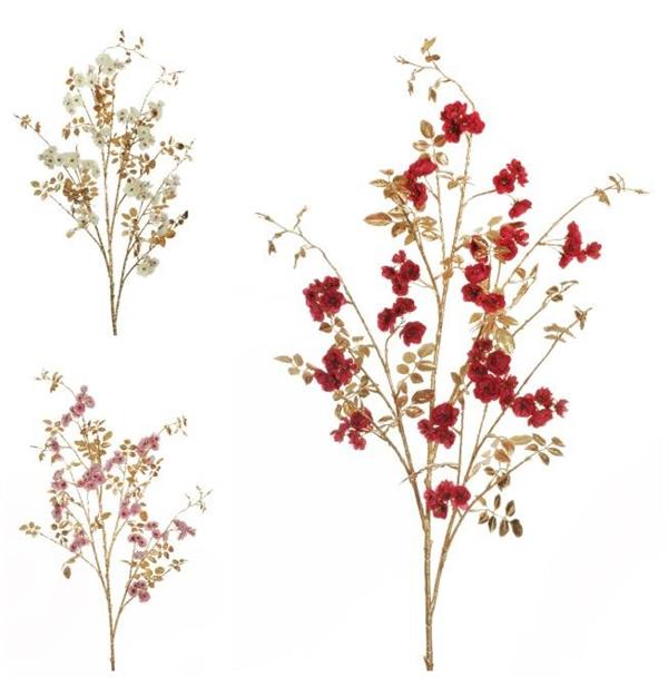 DOGWOOD ROSE LONG SPRAY W/METALLIC