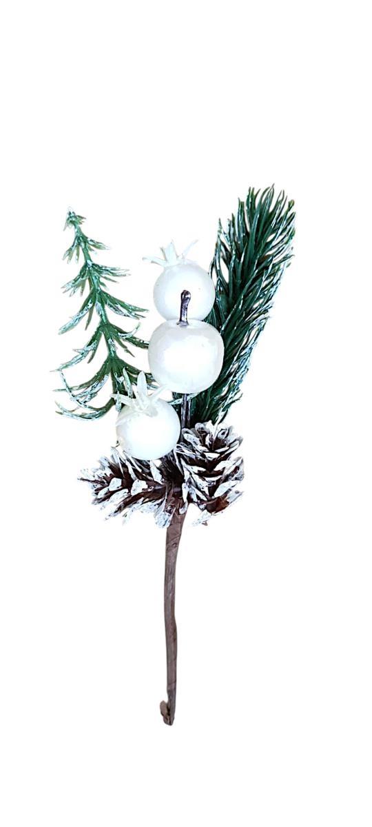 PICK BACCHE,ALBERO.PIGNA H.15.5CM *1/12/240/960* EM105/W WHITE