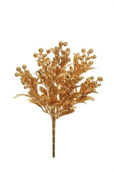 PLASTIC METALLIC MISTLETOE BUSH X7,34,5 CM GOLD *1/24*