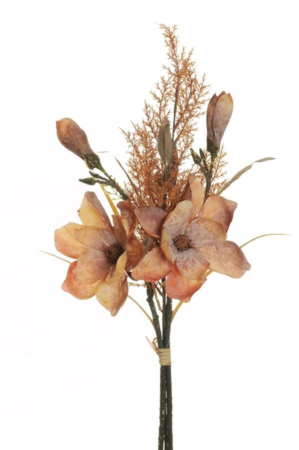 MAGNOLIA,PLUMOSO 68CM X3 W/RAFFIA ORANGE 80-419101 *6/36*