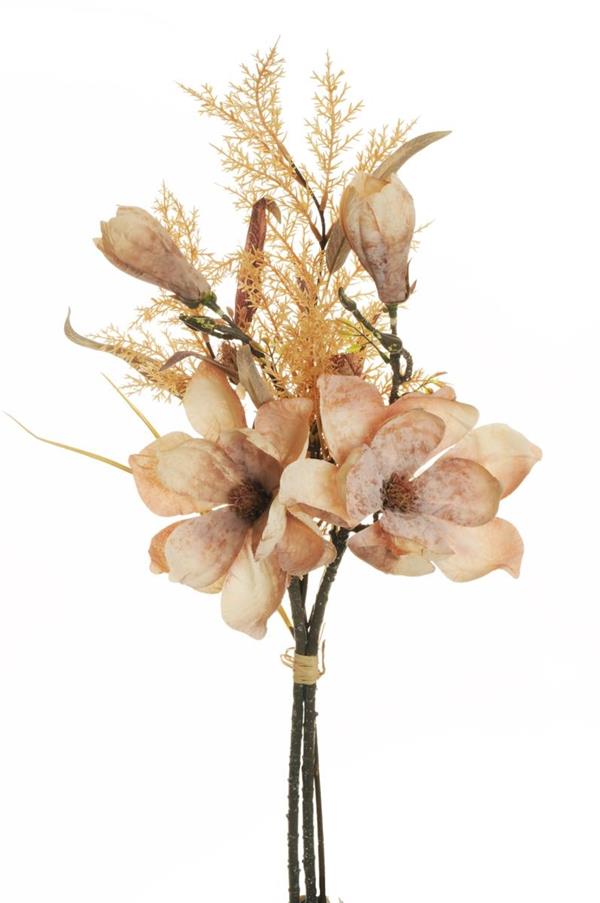 MAGNOLIA,PLUMOSO 68CM X3 W/RAFFIA ROSA ANTICO 80-419095 *6/36*