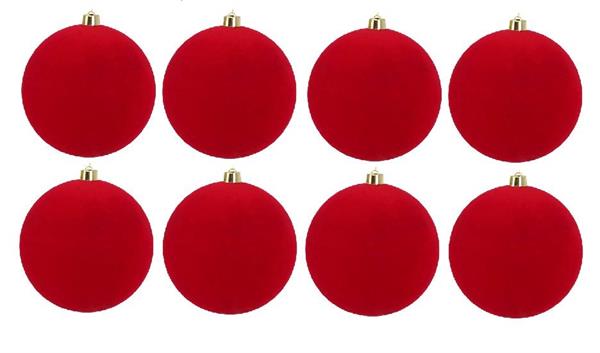XMAS BALL PL 10CM CF.12PZ VELVET *12/108* ROSSO XBV100/R