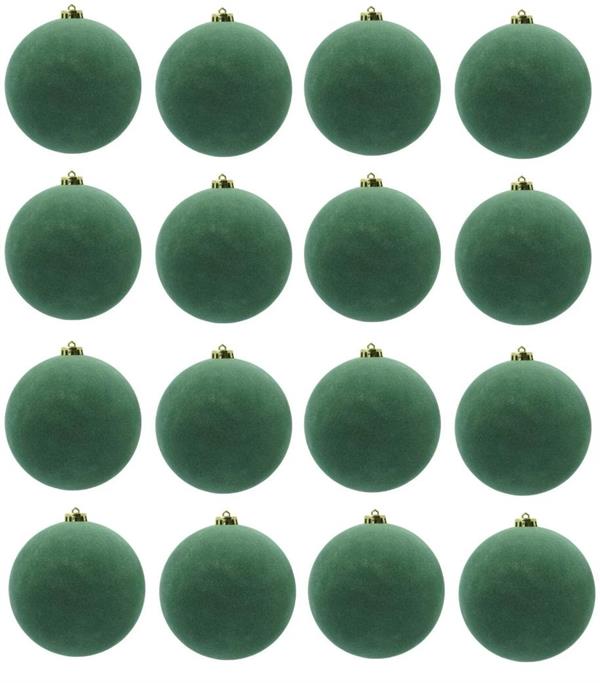 XMAS BALL PL 10CM CF.12PZ VELVET *12/108* VERDE XBV100/V