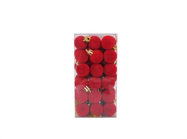 XMAS BALL PL 2.5CM CF.36PZ VELVET *36/120* ROSSO XBV25/R