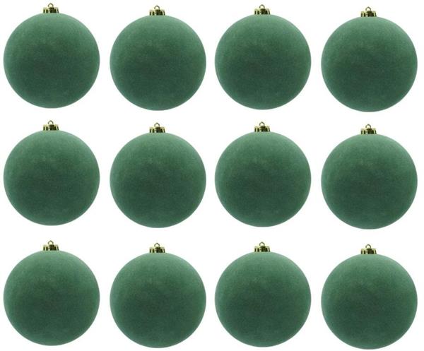 XMAS BALL PL 6CM CF.24PZ VELVET *24/720* VERDE XBV60/V