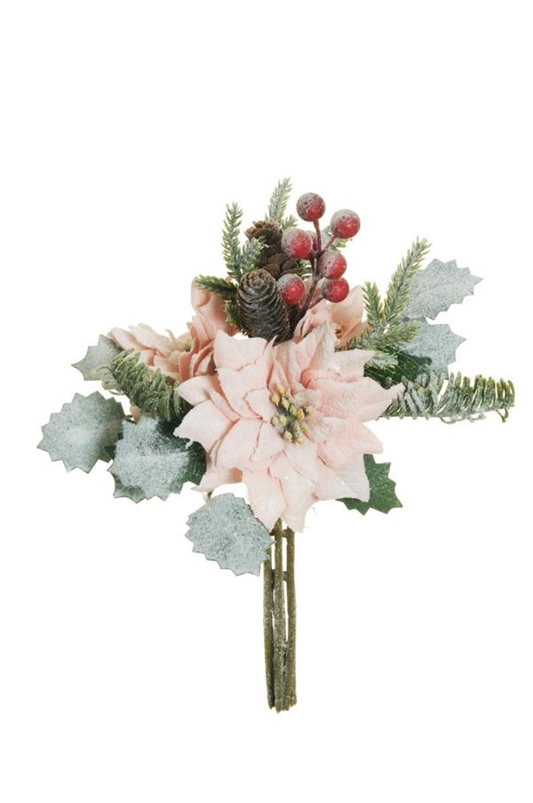 POINSETTIA, BERRIES, PINE CONES PINK 80-437846