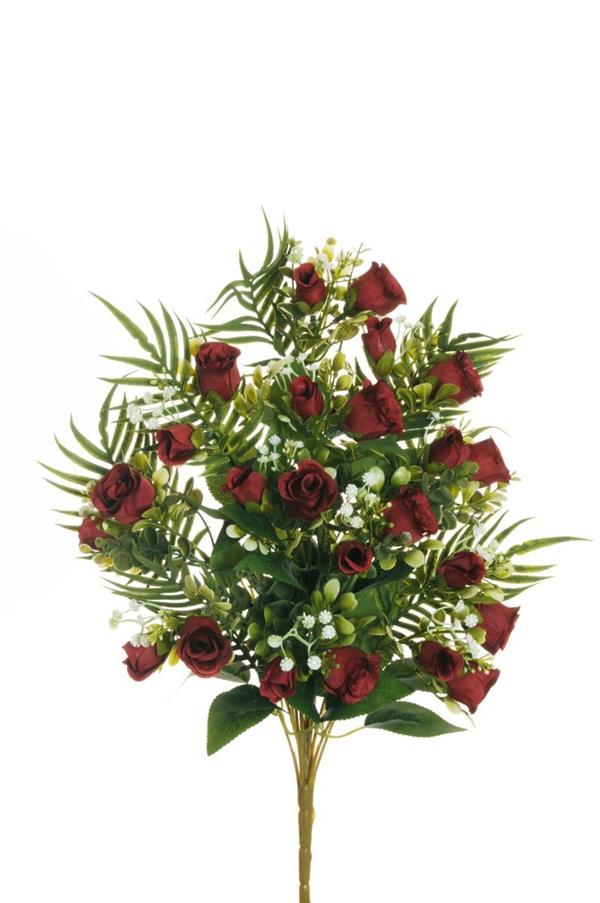 MINI ROSE BUD,EUCAL,GYPSO X12, 50 CM *12/72* RED 80-441102