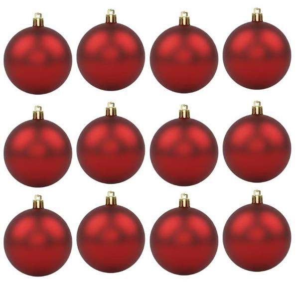 XMAS BALL PL.8CM CF.16PZ MATT *16/192* ROSSO XBM80/R