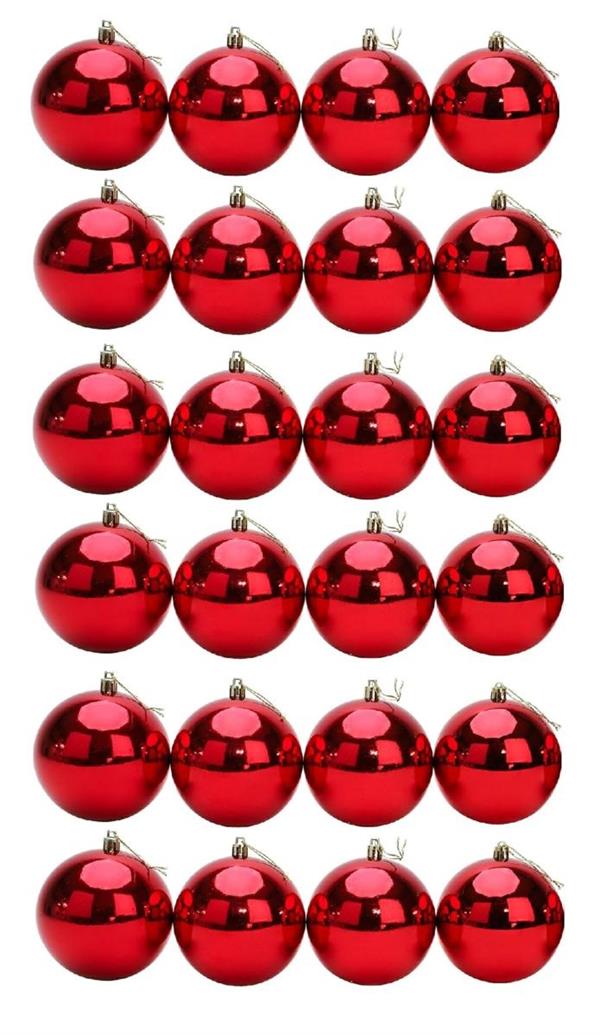 XMAS BALL PL 6CM CF.24PZ SHINING *24/720* ROSSO XBS60/R