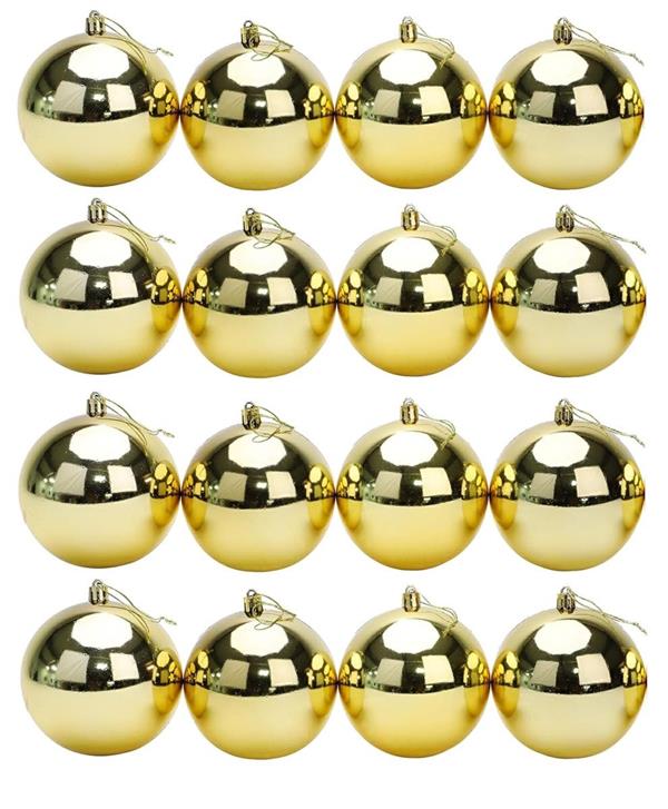 XMAS BALL PL.8CM CF.16PZ SHINING *16/192* GOLD XBS80/G