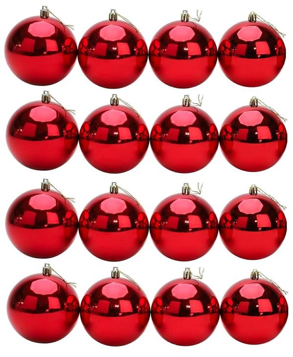 XMAS BALL PL.8CM CF.16PZ SHINING *16/192* ROSSO XBS80/R
