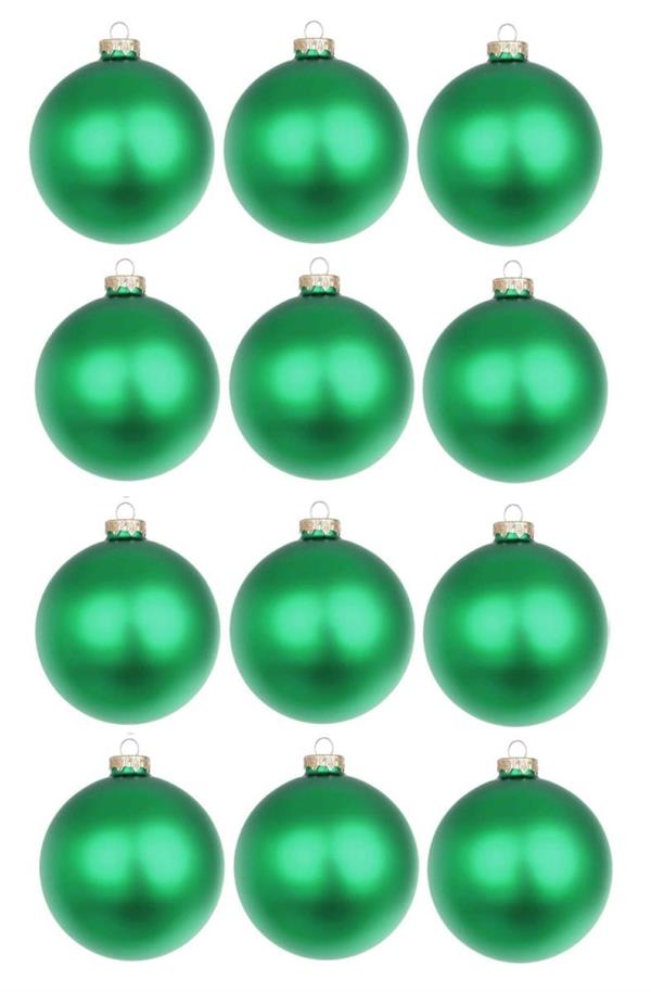 XMAS BALL PL 10CM CF.12PZ MATT *12/108* VERDE XBM100/V