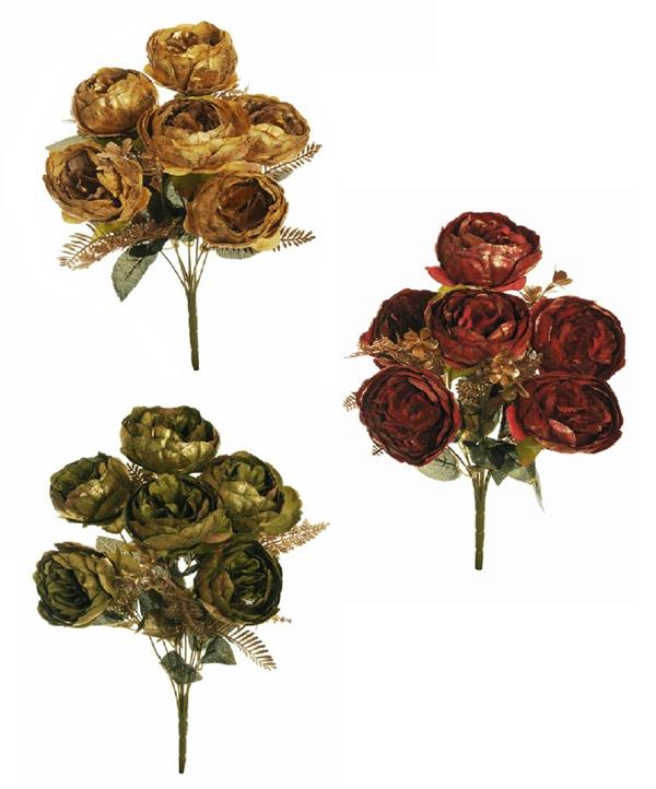 PEONY BUSH X6 W/GOLD TOUCH & GOLD *1/12*