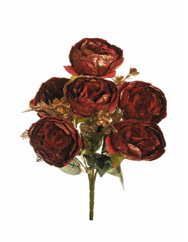 PEONY BUSH X6 W/GOLD TOUCH & GOLD *1/12* ROSSO 80-421111