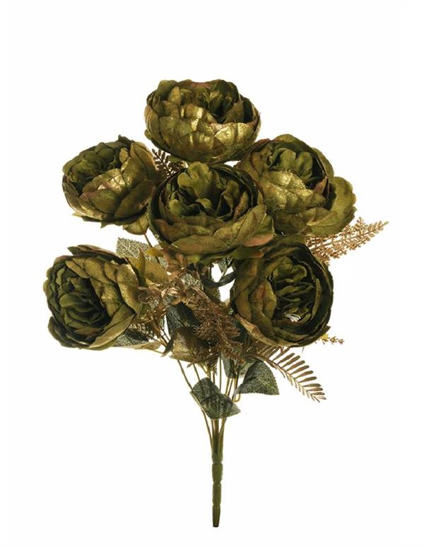PEONY BUSH X6 W/GOLD TOUCH & GOLD *1/12* VERDE 80-421104