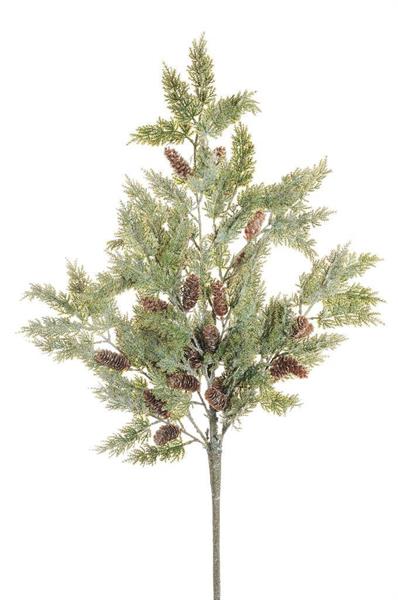 ICED PLASTIC CYPRESS BRANCH W/PLAST GREY GREEN