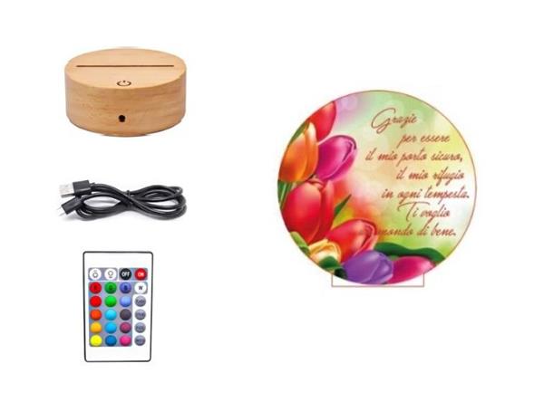 LAMPADA LED NATURALE C/TARGA IN PLEX TONDO MM4 D.15CM