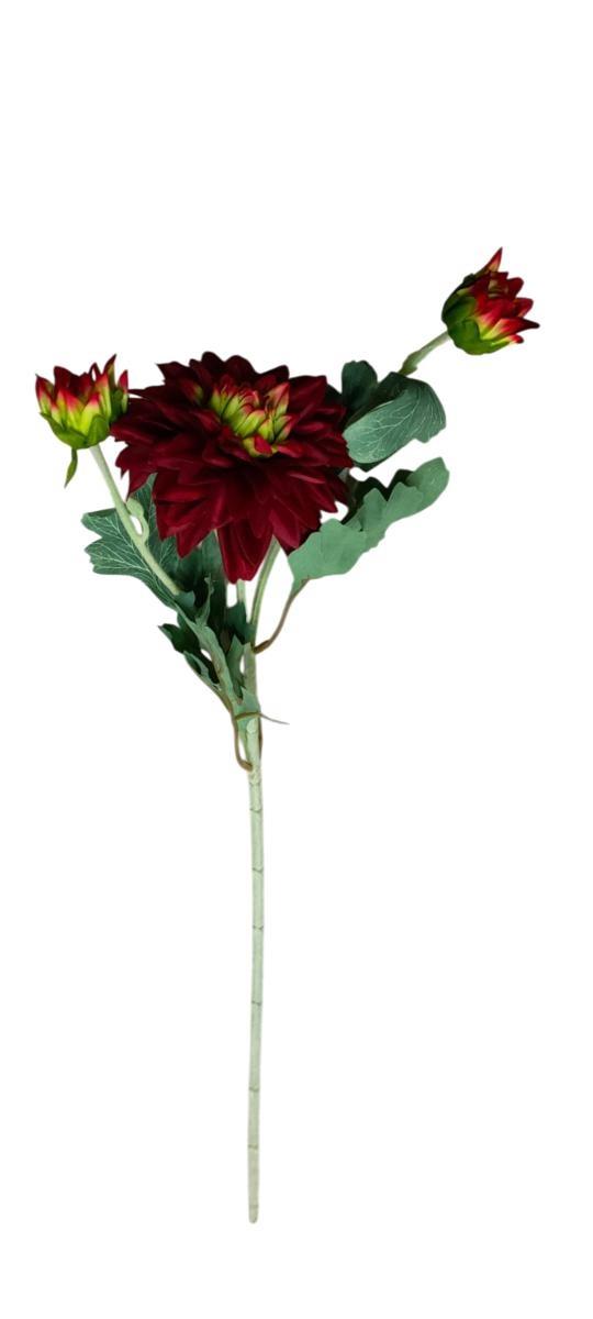 DALIA 1 HEAD + 2 BUDS L.63CM *1/24/240* RED EM119/R