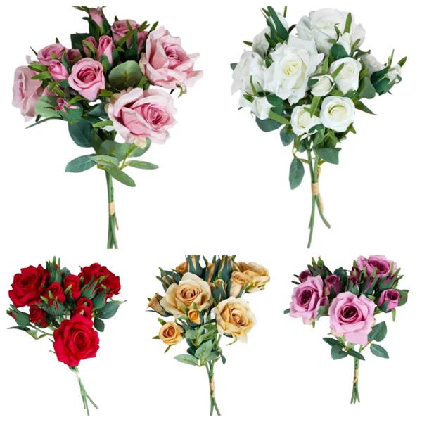 FASCIO ROSE 3 HEADS + 12 BUDS L.43CM *1/12/144*