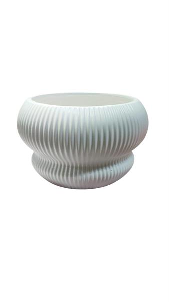 VASO TRAMA CERAMICA D.22 H.18 CM BIANCO C26 *1/8*