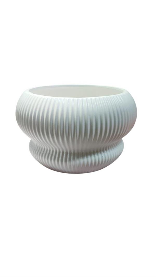 VASO TRAMA CERAMICA D.22 H.18 CM BIANCO C26 *1/8*