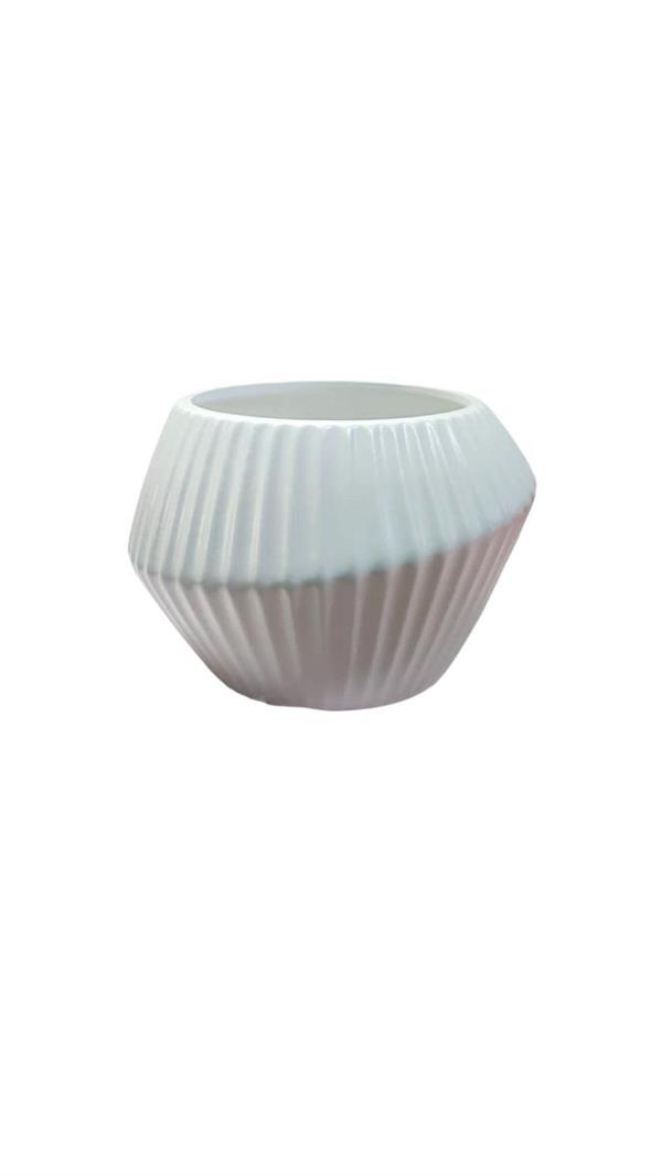 VASO ESSENTIA RIGATO CERAMICA D.16 H.21CM BIANCO C34 *1/8*