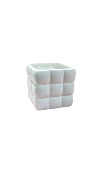 VASO RUBIK CERAMICA 12.5*12.5 H.12.5CM BIANCO C47 *1/24*