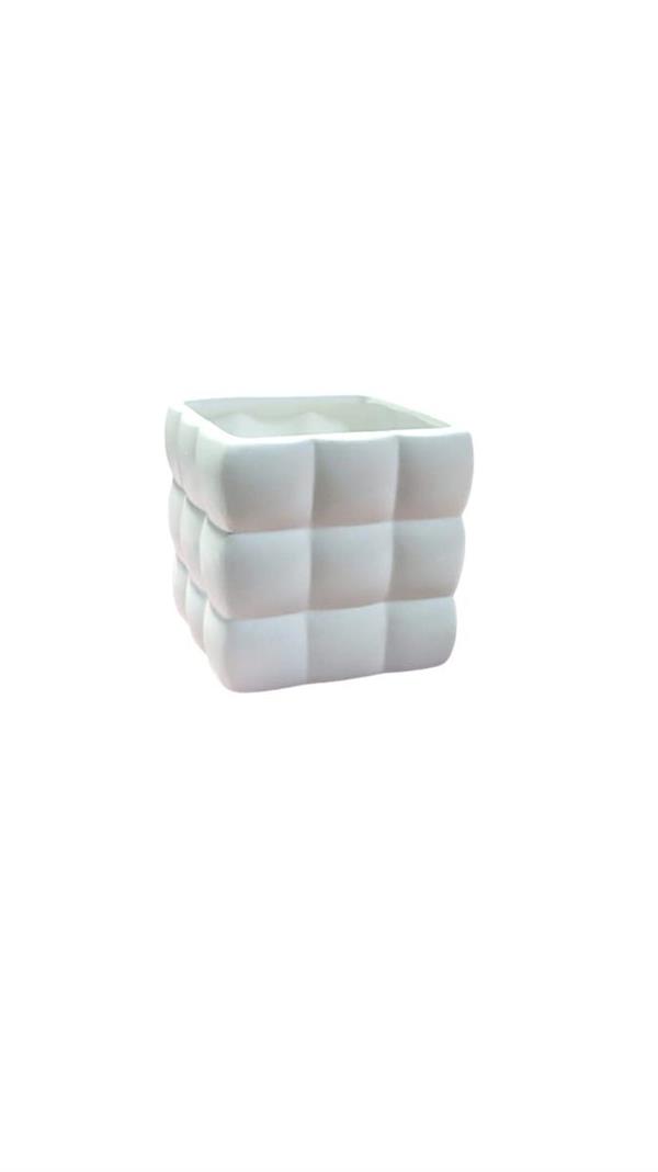 VASO RUBIK CERAMICA 12.5*12.5 H.12.5CM BIANCO C47 *1/24*