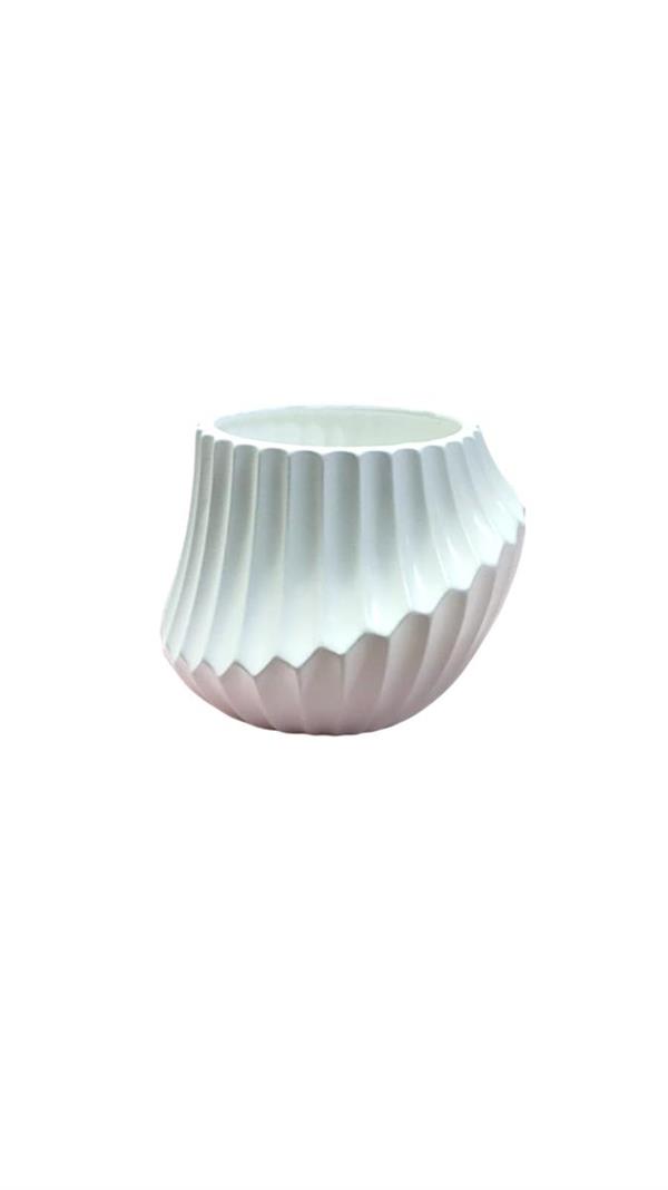 VASO ESTRO RIGATO CERAMICA D.16 H.18.5CM BIANCO C35 *1/8*