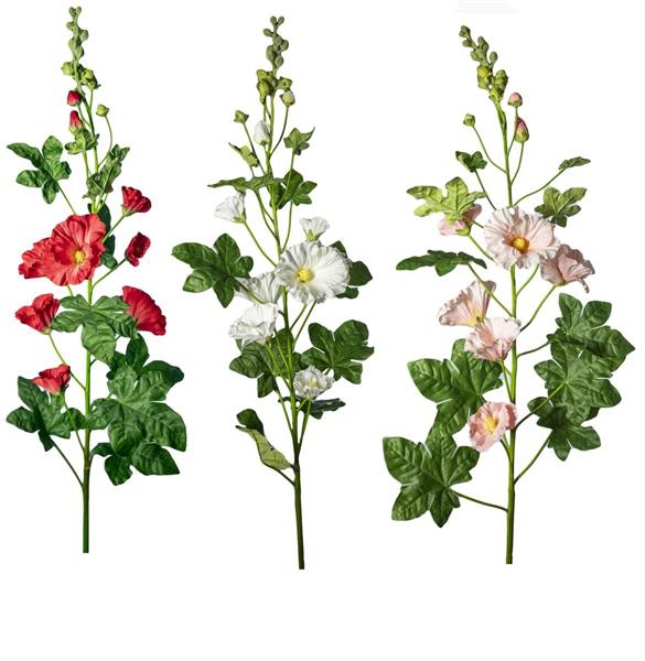 155CM HOLLYHOCK SPRAY 7FLRS & BUD & 10SET LVS