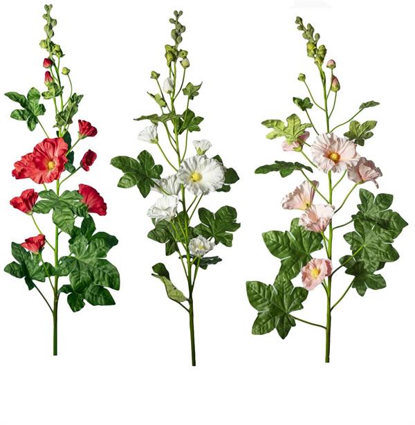 155CM HOLLYHOCK SPRAY 7FLRS & BUD & 10SET LVS