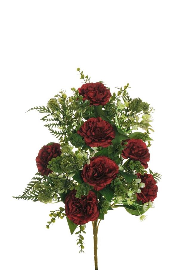 CARNATION, EUCALYPTUS, ECHINOPS,FERN 50CM RED 80-441058