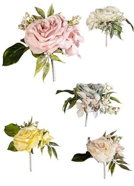 15CM WEDDING PICK W/GARDEN ROSE & HYDRANGEA