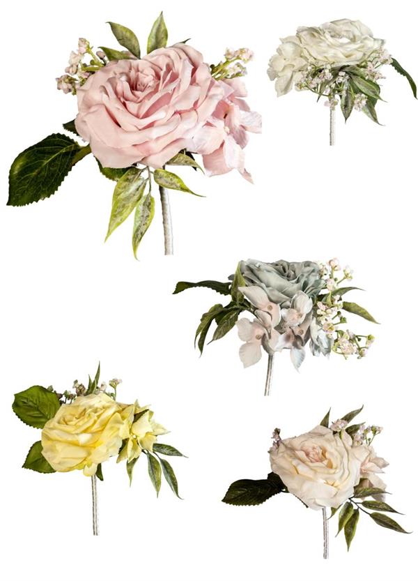 15CM WEDDING PICK W/GARDEN ROSE & HYDRANGEA