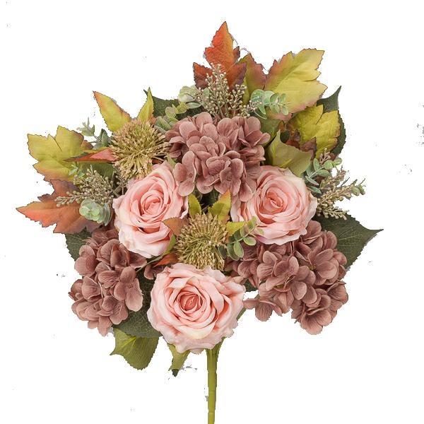 MAZZO FRONTALE ROSE 50 CM COFFEE SALMON