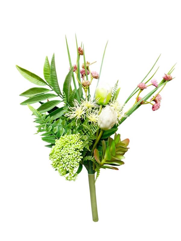 MAZZO FRONT.TULIP/PIANTE GRASSE CREAM/LAVANDER