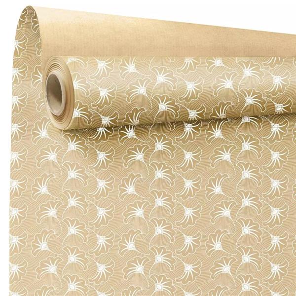 BOBINA CARTA 0.79 X 40 MT *1/4* AVANA C/FIORI (770723)