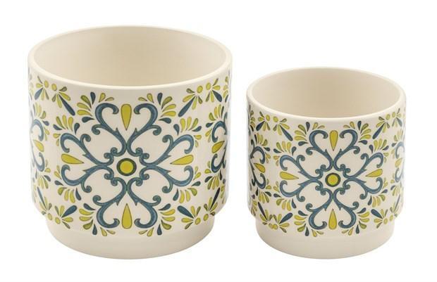 S/2 VASO CERAMICA MAIOLICA H99 D103-H123 D125 *1/6/24* (ML-25)
