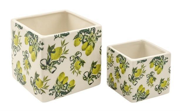 S/2 CUBO CERAMICA MAIOLICA H8X8-H.11,9X12,2CM *1/6/24* (ML-13)
