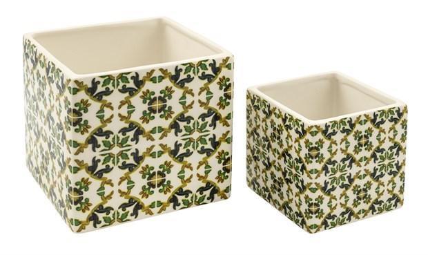 S/2 CUBO CERAMICA MAIOLICA H.10x10-H.13x13,5 CM *1/6/18* (ML-14)
