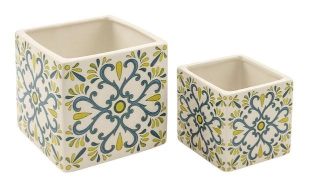 S/2 CUBO CERAMICA MAIOLICA H.8X8-H.11,9X12 CM *1/12/24* (VDE-60)