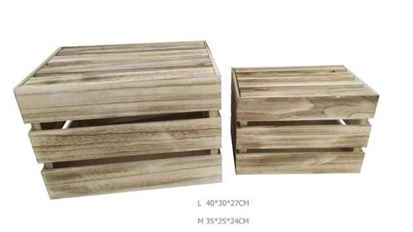 S/2 CASSETTONE GRANDE 25X34XH24CM - 30X40XH37CM NATURALE