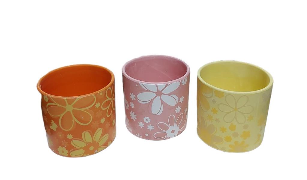 CASPO' FIORI 3 COL.13.5XH13.5 CM ARANCIO/ROSA/GIALLO (67746MIX)