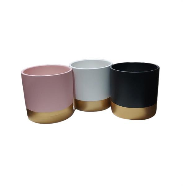 VASETTO CERAMICA BICOLORE D.13XH13CM BCO/ORO NERO/ORO ROSA/ORO