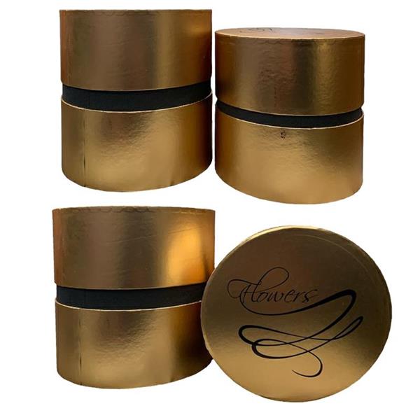 FLOWER BOX S/2 D 20 X H 20  - 18 X H 18 CM GOLD/NERO