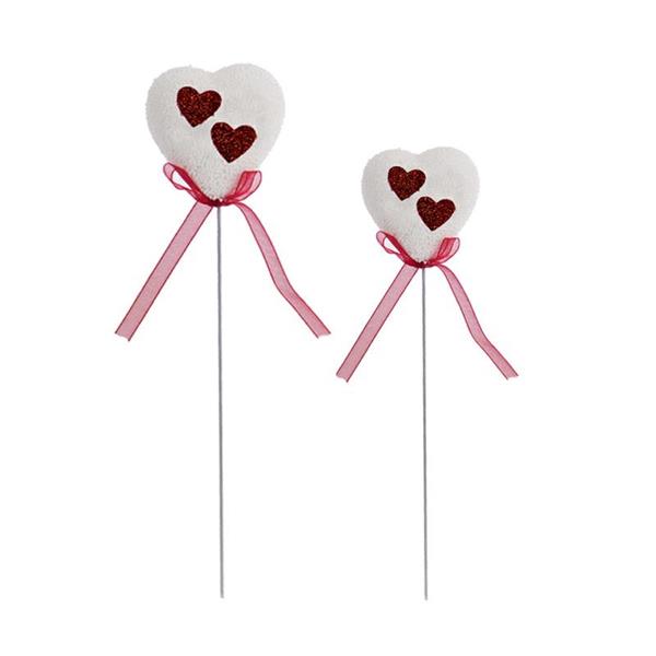 PICK HEART BIANCO CUORI ROSSI
