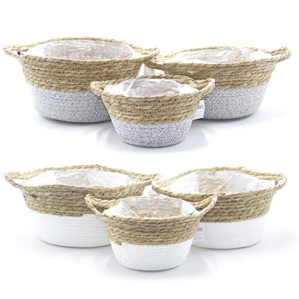S/3 ROPE ROUND BASKET W/EAR,PL